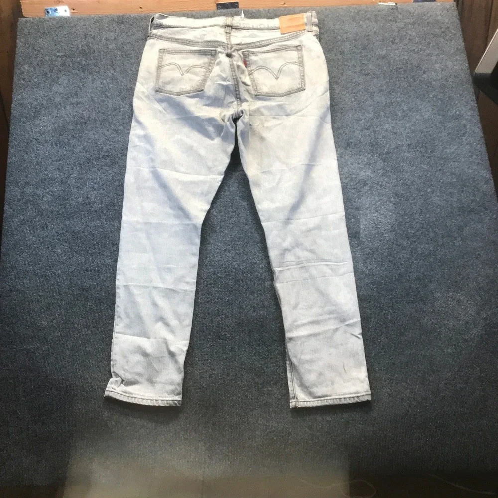 Levis 501 S Skinny Jeans Mens 38x28 (Tag 32x28) Light Wash Blue Button Fly Denim